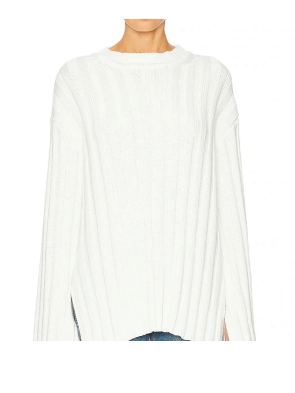 Revolve White Ribbed Crewneck Sweater - Women. Size s! Like new! Can fit m too!
